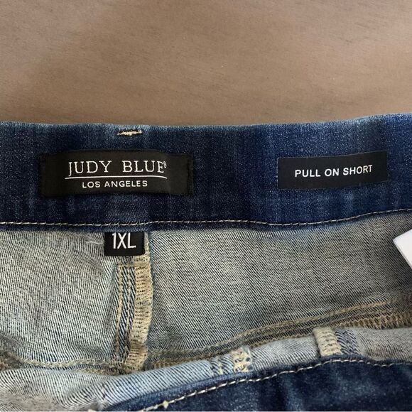 JUDY BLUE High Rise Pull On Cuffed Shorts Blue 1XL - Picture 9 of 15